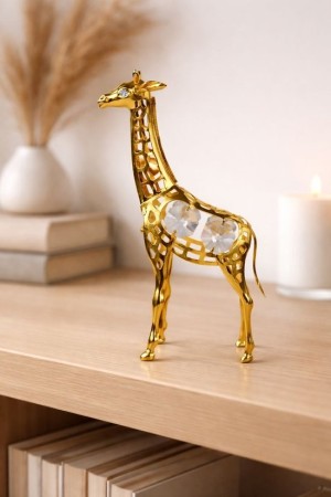 Crystocraft Giraffe Beeldje Goudkleurig met Kristallen – Luxe Decoratie met Swarovski® Elements