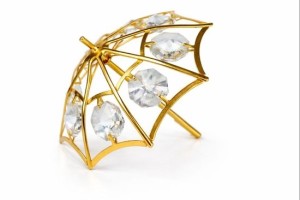 24k verguld goud Paraplu Beeldje met Kristallen – Luxe Decoratie met Swarovski® Elements