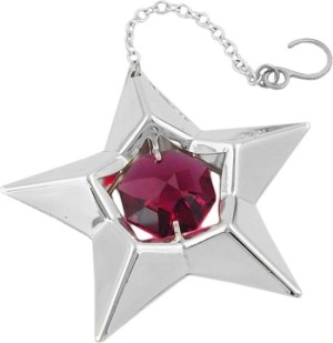 Zilveren Ster met Rode Kristallen – Luxe Raamdecoratie met Zuignap