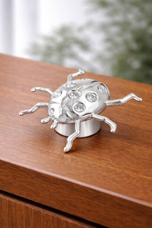 Zilveren Lieveheersbeestje met Kristallen – Luxe Geluksdecoratie