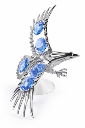 Zilveren Adelaar met Blauwe Kristallen – Luxe Decoratie Beeldje