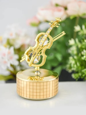 	 Muziek viool doos versierd met Bohemia-kristallen 24-karaats verguld goud