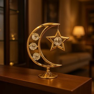 Maan en ster 24-karaats verguld goud en versierd met Bohemia-kristallen