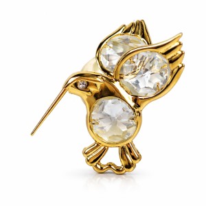 Vergulde Kolibrie met Kristallen – Decoratie met Zuignap