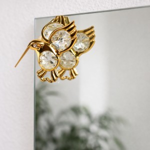 Vergulde Kolibrie met Kristallen 