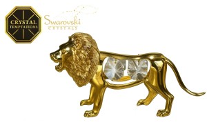 Leeuw 24k goud verguld met Swarovski kristallen