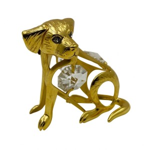 Hondje versierd met Bohemia-kristallen 24-karaats verguld goud