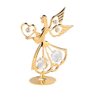 24k goud verguld heilige engel met hart en met helder Bohemia kristal