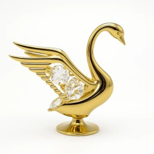 Vergulde Zwaan met Kristallen – Luxe Decoratie