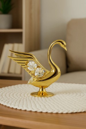 Vergulde Zwaan met Kristallen – Luxe Decoratie