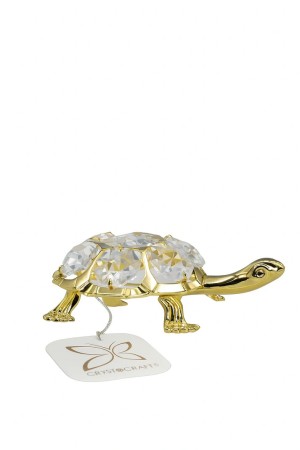 24k Vergulde Schildpad met Kristallen