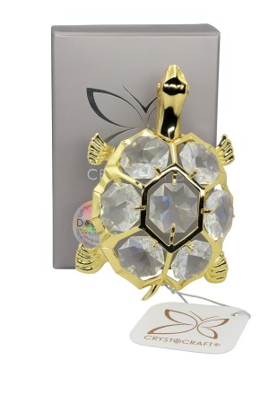 24k Vergulde Schildpad met Kristallen