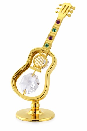 Gitaar - versierd met Swarovski®-kristallen 24-karaats goud verguld