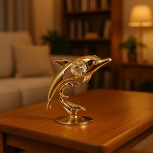 24-karaats goud verguld Mini Dolfijn versierd met Bohemia kristallen