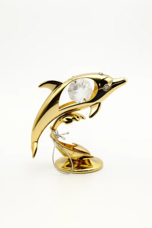 24-karaats goud verguld Mini Dolfijn versierd met Bohemia kristallen