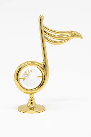 Muzieknoot 24-karaats verguld goud en versierd met Bohemia-kristallen